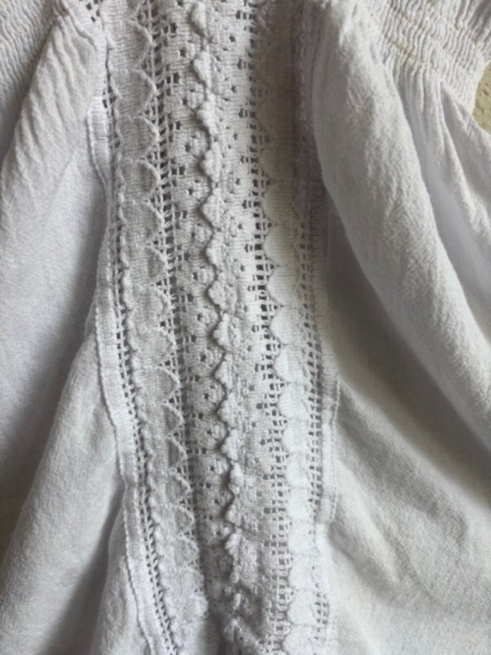 Blanco by Nature Womens White Peru Cotton Tunic Sz Med Crochet Boho Ethereal - Picture 6 of 11